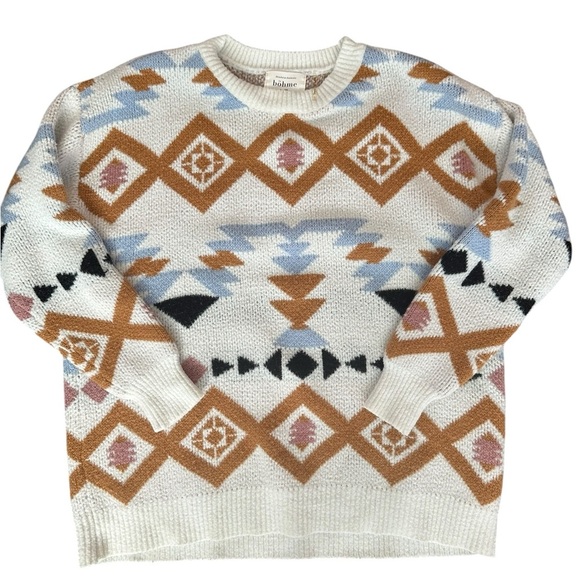 🧥 Böhme Aztec Knit Sweater | Geometric Southwest Print | Size‎ Small - Picture 1 of 5